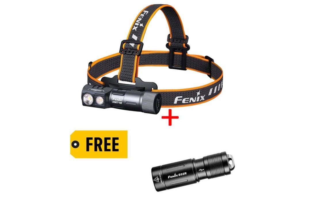 Fenix HM71R Dual output 2700 lumen USB-C rechargeable headlamp + FREE E02R