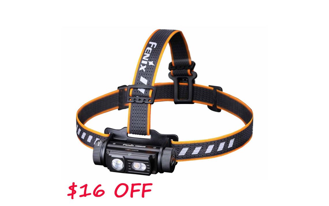 Fenix HM60R versatile 1200 lumen triple output rechargeable LED headlamp