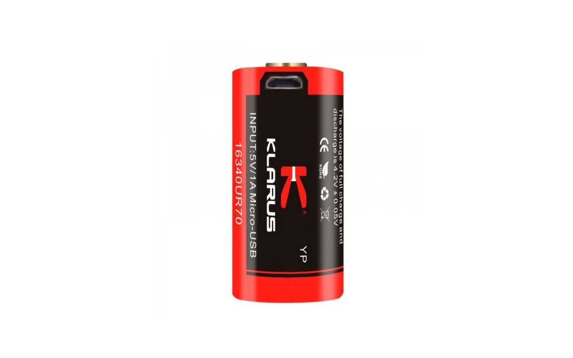 Klarus 16340UR70 700mAh USB rechargeable Li-Ion battery