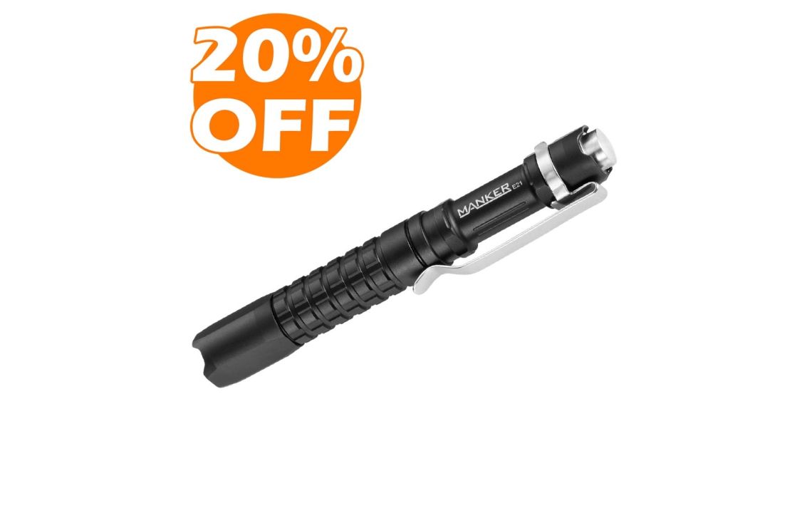 Manker E21 200 lumen Nichia 219B 1 or 2 x AAA LED penlight