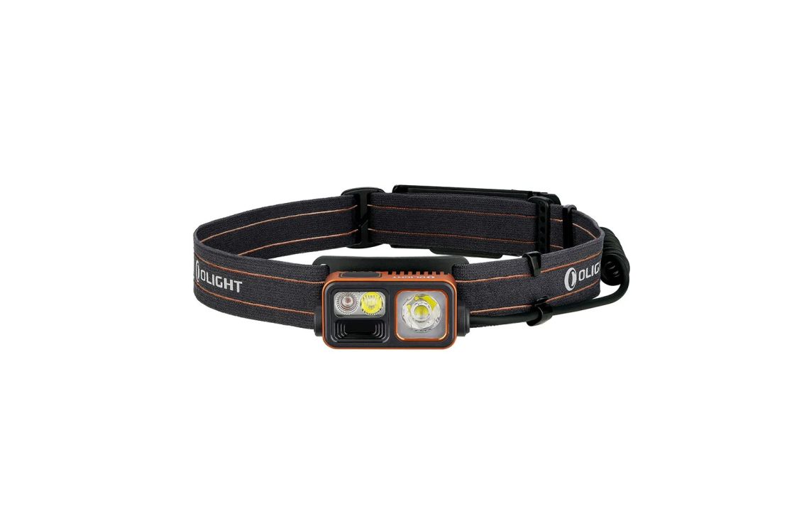 Olight Array 2S Orange lightweight 1000 lumen USB-C rechargeable headlamp with red light