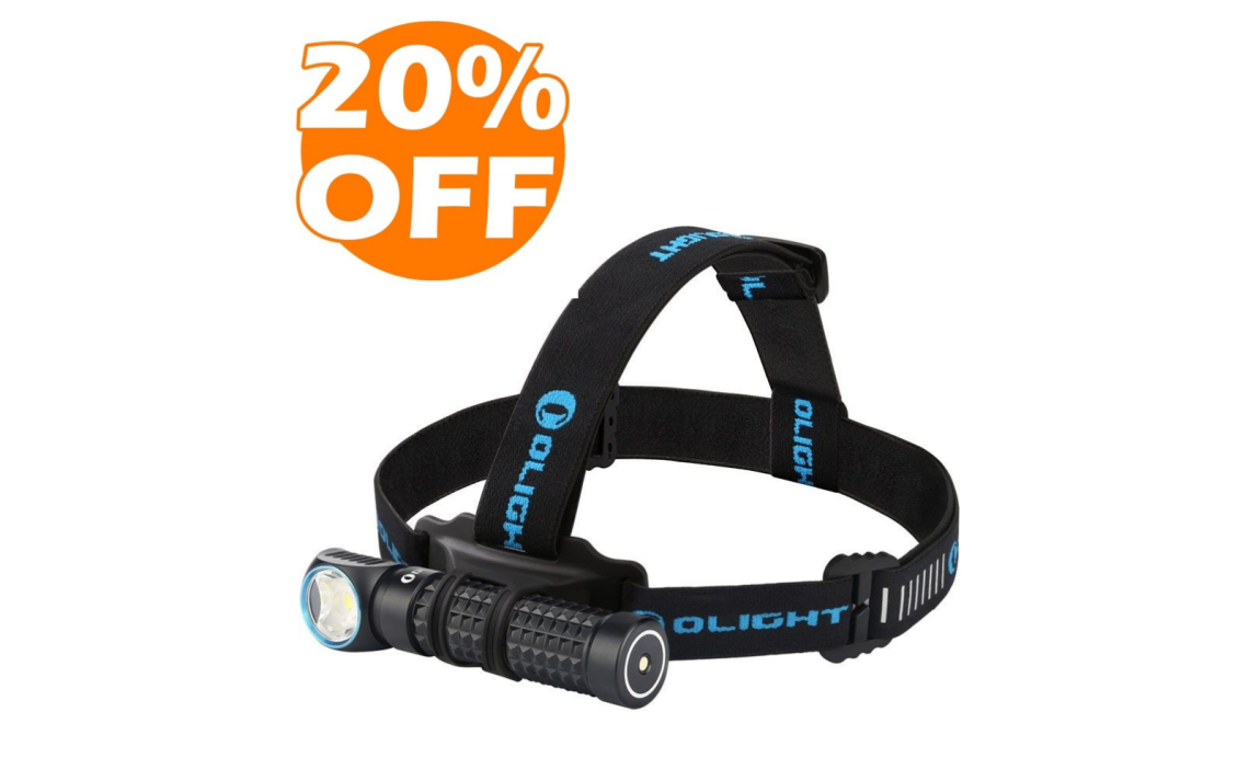 Olight Perun 2000 lumen right angle rechargeable LED torch & headlamp kit