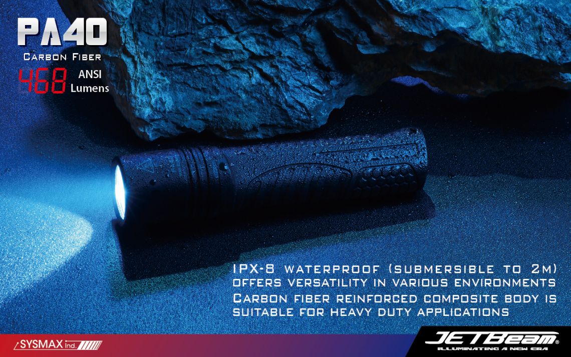 JETBeam PA40 4XAA Carbon Fibre LED torch