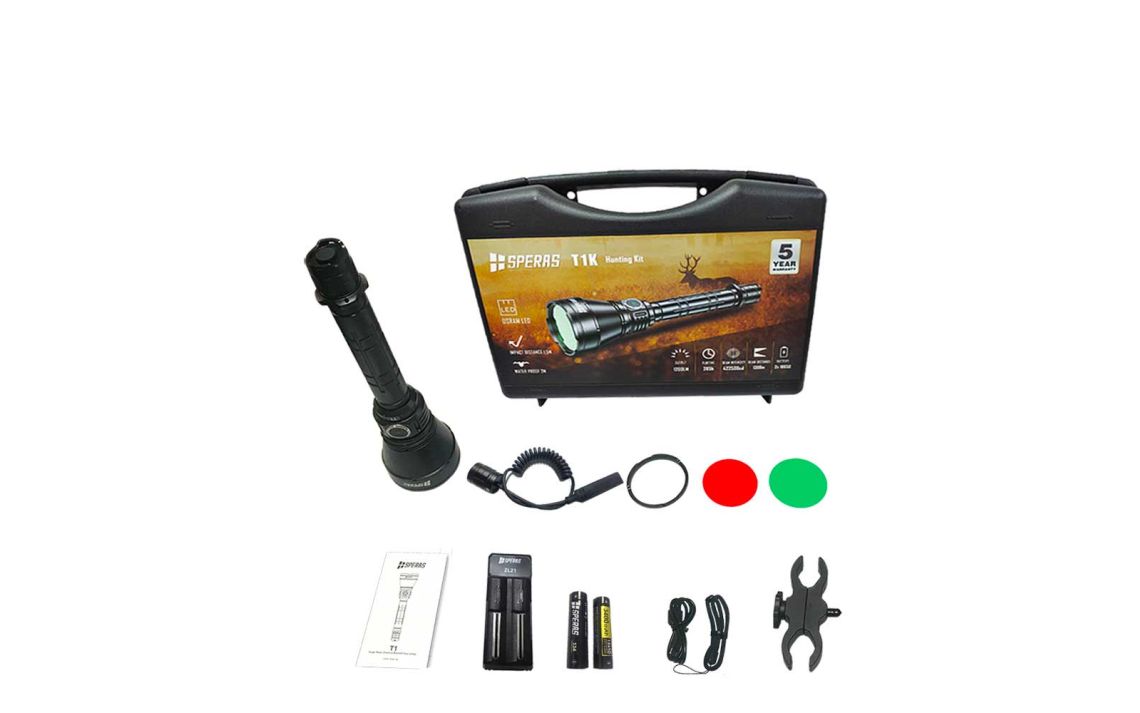 Speras T1K powerful 1200 lumen 1300m rechargeable hunting kit