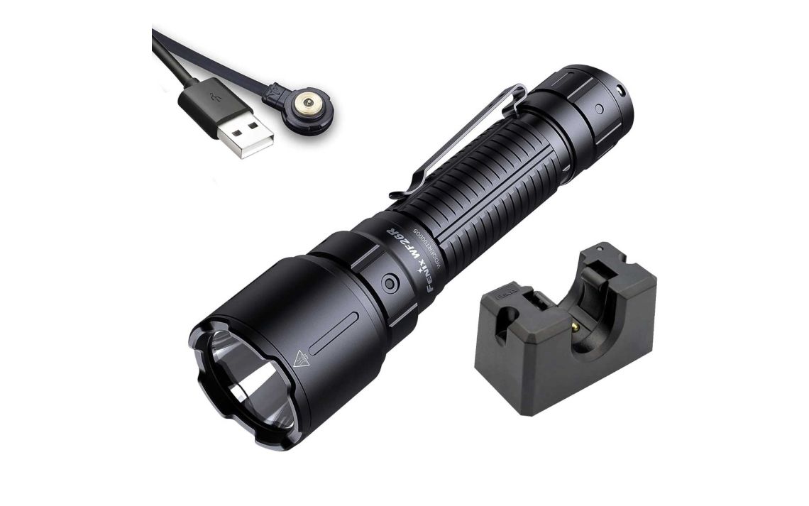 Fenix WF26R 3000 lumens 450m throw rechargeable torch with charging dock