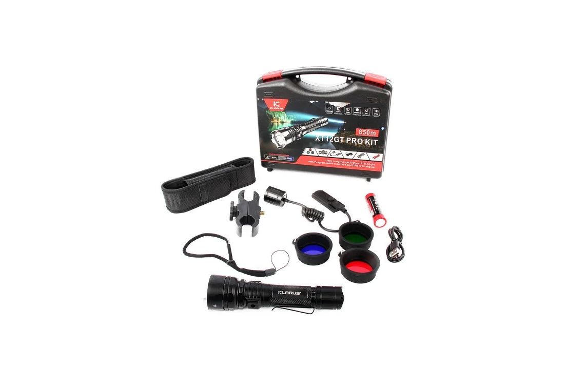 Klarus XT12GT PRO Kit Compact 1600 lumen 850m long-range rechargeable kit